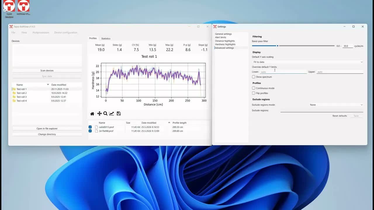 Opening frame of the video “Advanced analysis features and settings in Tapio RollView”